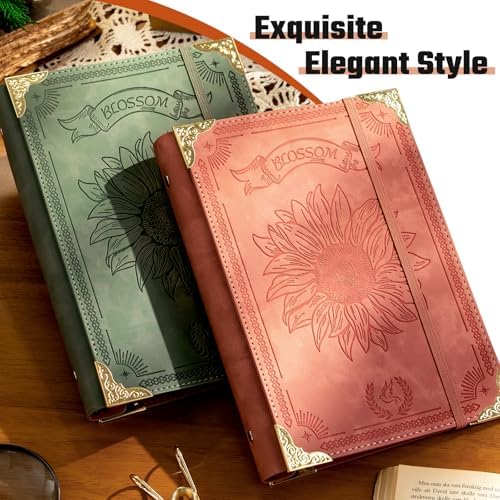Ovesmusl Sunflower PU Leather A5 Binder 6 Ring Refillable Journal Cover