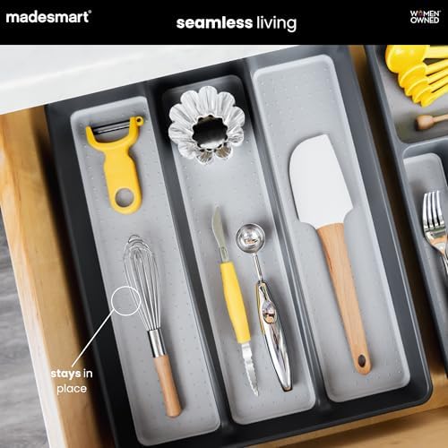 madesmart Classic 3 Compartment Utensil Tray, Granite