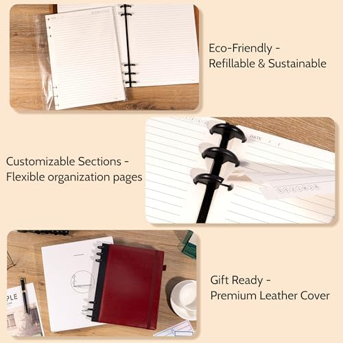 Yoment Refillable Notebooks for Work 5 Subject with Removable Dividers Tabs