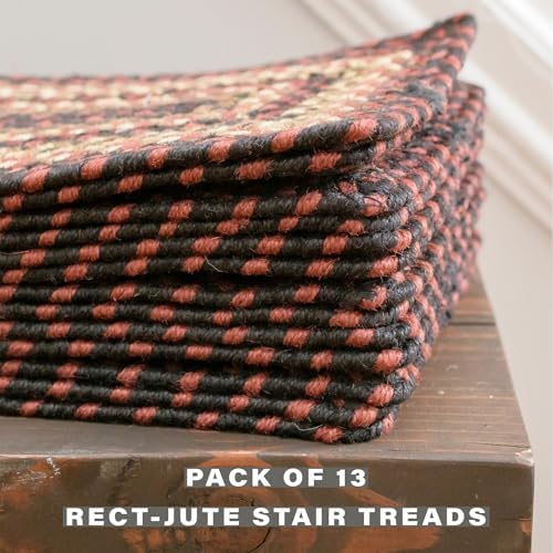 Homespice Prescott Jute Braided Stair Treads, Rect 8x28 Set of 13