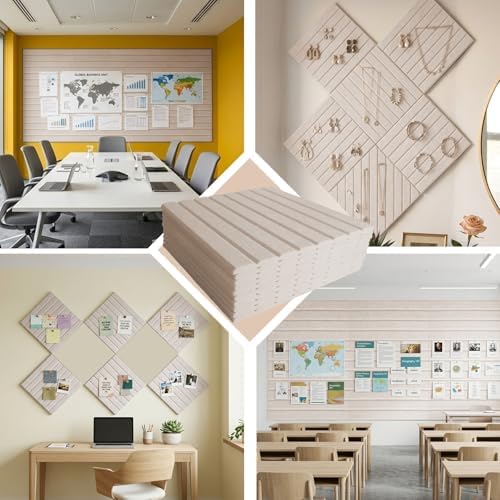 Large Felt Bulletin Board with Self-Adhesive | 12 Pack 48"x36" Cork Board Alternative | Notice Boards with 35 Pushpins, Secure and Easy to Install, Home Office Decor Classroom Decor - Oatmeal