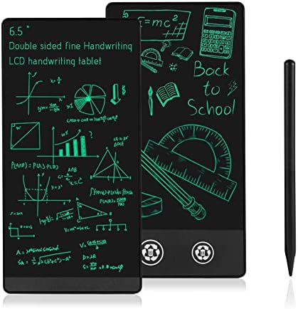 Mini LCD Writing Tablet 2 Sides Screen Erasable Reusable 6.5inch and 6inch Electronic Drawing Pads Portable Digital Scratchpad for Adults Kids Home Office (Black)
