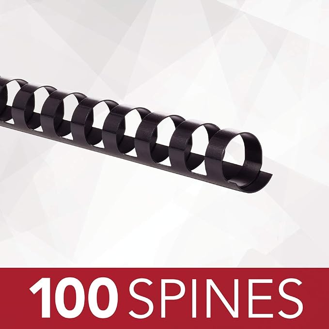 GBC Binding Spines / Spirals / Coils, 9/16", 105 Sheet Capacity, CombBind, Black, 100 Pack (4000080G)