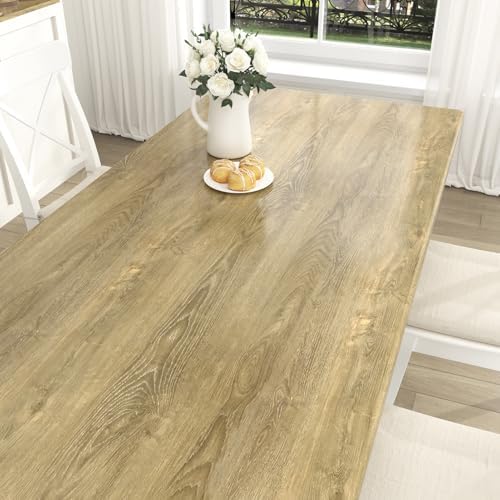 WESTICK Glossy Brown Wood Contact Paper Self Adhesive Wooden Wallpaper Kitchen Countertop Peel and Stick Waterproof Removable Faux Wood Grain Contact Paper for Countertops Tables Cabinets 196"x15.8"