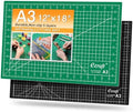 Ecraft Self-Healing Cutting Mat 12x18 Inch, Double-Sided 5-Ply Gridded Rotary Cutting Board, Non-Slip Surface for Sewing, Quilting & Crafts, Green/Black