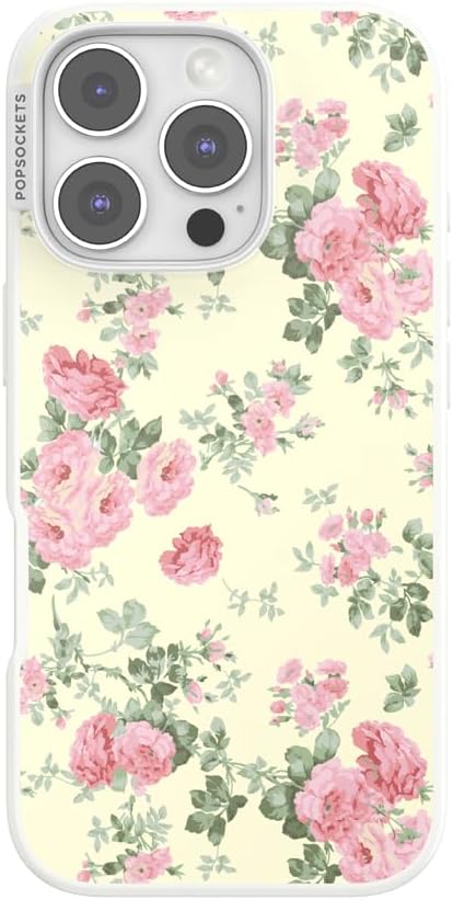PopSockets iPhone 16 Pro Phone Case with MagSafe- Cottage Tutu | Magnetic, Wireless Charging, Camera & Drop Protection, Yellow, Butter, Flower, Floral