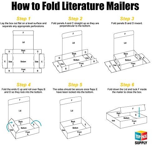 Top Pack Supply Literature Mailers, 9" x 6 1/2" x 1 3/4", White (Pack of 50)