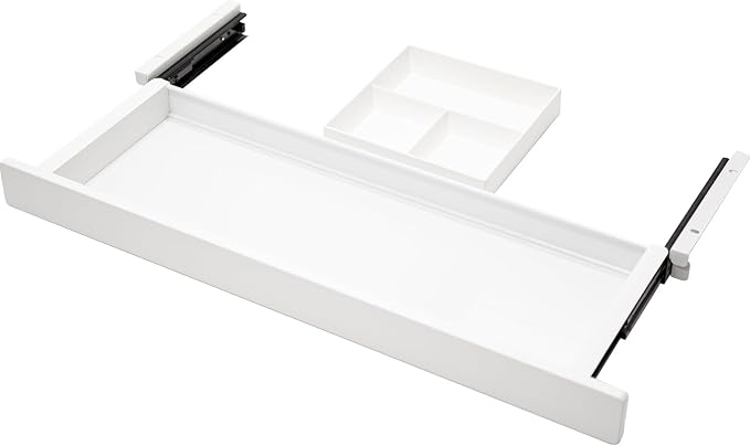 Under Desk Storage Drawer, Shallow Under Desk Drawer Organizer (White 23.5 inch)