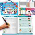 WANFRES Reusable Grooved Handwriting Practice Book for Kids Ages 3-6,Preschool Writing Workbook with Letter Tracing,Number Practice,Drawing Activities and Guided Writing Pages,Early Learning Activity.