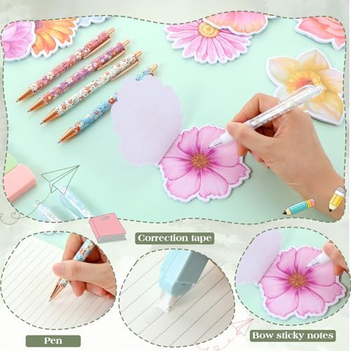 Eersida 58 Pcs Flower School Supplies Set, Colorful Pencil Pouch Pens