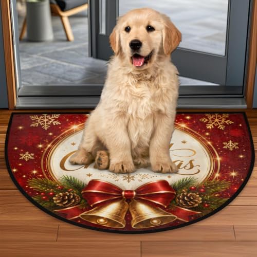 Christmas Half Round Door Mat Welcome Entrance Rug Outdoor Indoor A1