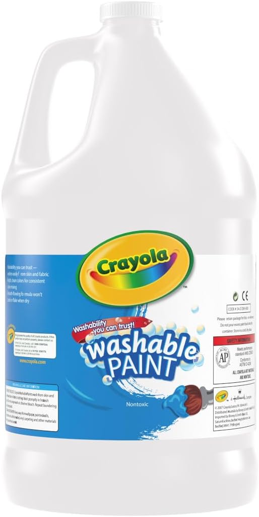Crayola Washable Paint (1 Gallon), White Paint, Teacher Classroom Must Haves, School Supplies for Kids, Nontoxic, 3+ | Teacher Classroom Must Haves, School Supplies for Kids, Nontoxic Painting Arts & Crafts, Ages 3+