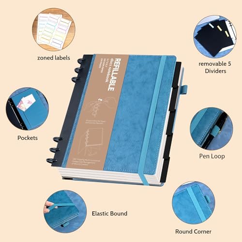 Yoment Refillable Journal Notebooks for Work, Journal for Women Men,Blue