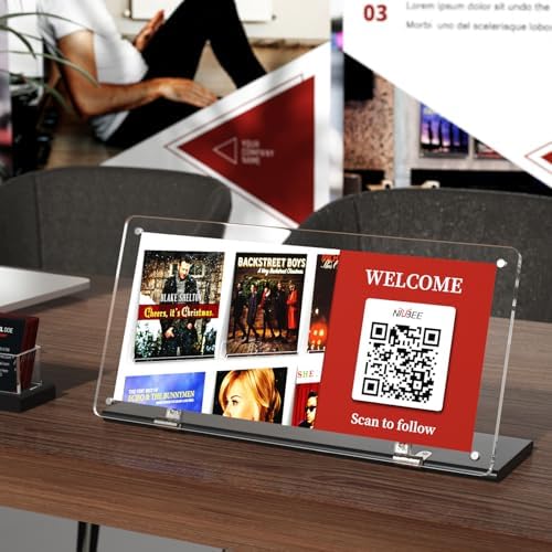 NIUBEE Acrylic QR Code Sign Stand, Clear Magnetic Holder for Booth Display