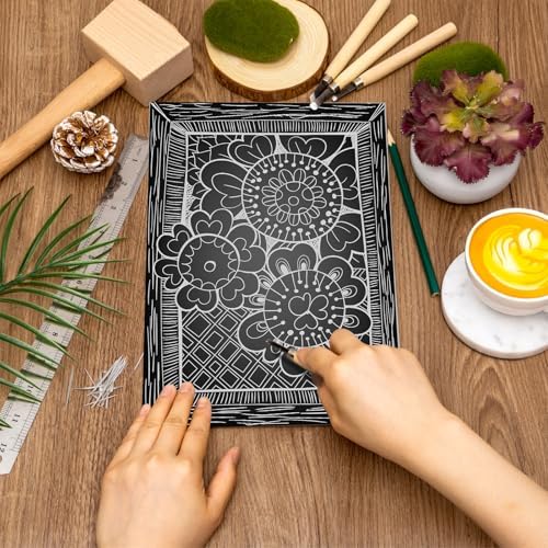 Yeaqee 8 Pcs Linoleum Block Rubber Carving Block Soft Linocut Blocks Large Linoleum Sheet Unmounted Lino Plates for Engraving Art Project Printmaking Artist Studio Supplies (4 x 6 Inch,Gray)