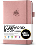 Clever Fox Password Book with Alphabetical Tabs, 5.3"x7.7" Keeper Rose Gold