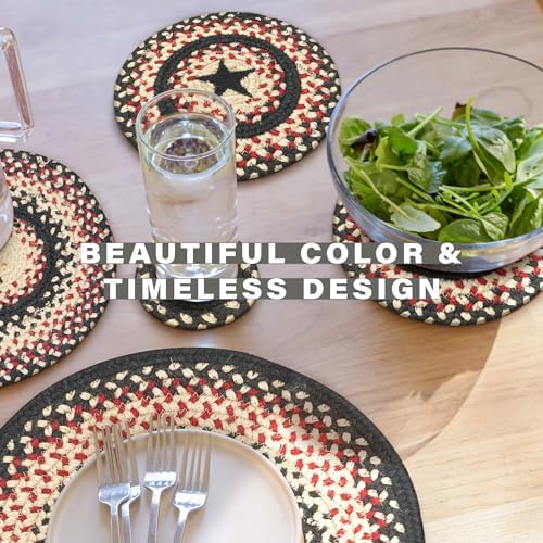 Homespice Gloucester Braided Trivets for Primitive Decor, Round 8" Set of 6