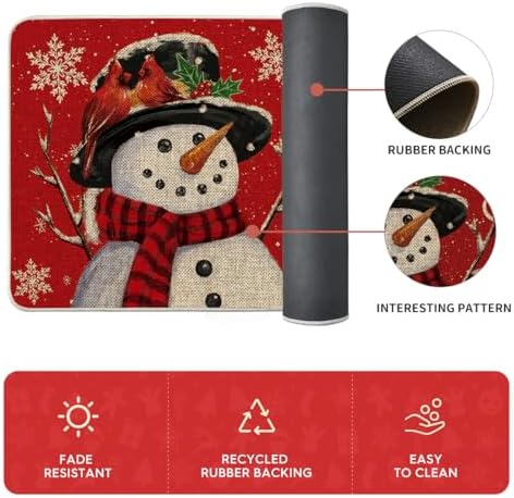 Artoid Mode Snowman Let It Snow Snowflake Christmas Kitchen Mats Set of 2, Winter Home Decor Low-Profile Kitchen Rugs for Floor - 17x29 and 17x59 Inch