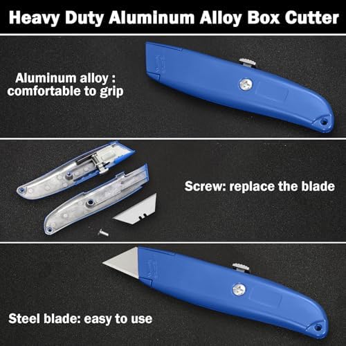 Reginary 30 Pcs Box Cutters Bulk, Utility Knives, Red, Green, Blue