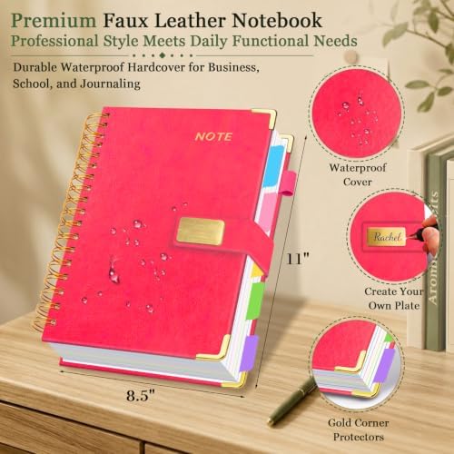 5 Subject Spiral Notebook with Pockets Dividers, 8.5''x11'' 300 Pages