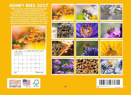Honey Bee Calendar 2027 Bees Monthly Wall Calender 12 Month | American Made In The USA