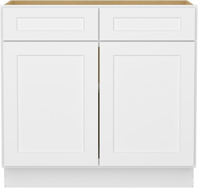 Furinno Shaker Drawer Base Kitchen Cabinet with 2-Doors, Ready to Assemble, 24 D x 36 W x 34.5 H, White