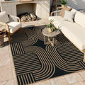 Lahome Modern Geometric 5x7 Outdoor Rug, Easy Jute Black Patio Rug