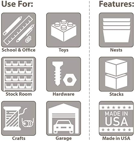 Akro-Mils 30718 Economy Stacking Shelf Plastic Storage Bins, (12-Inch x 8-3/8-Inch x 5-Inch), Black (8-Pack)