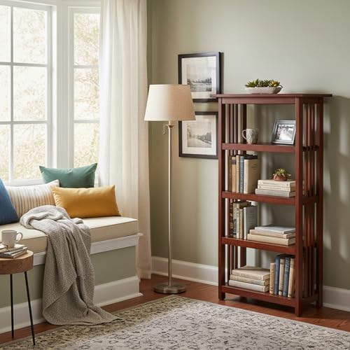 Alaterre Mission Bookcase with Adjustable Shelf, Cherry, 24”W x 48”H