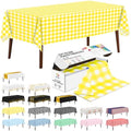 CXPSINC 54 Inch X 100 Feet Plastic Table Cover Roll Disposable Tablecloth with Slide Cutter for All Type/Shape Tables | Party, Banquet, Birthdays, Weddings(Yellow Checkered, 100 Feet)