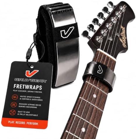Gruv Gear Fret Wrap & Guitar Mute, Fretwrap for Acoustic, Electric & Bass | String Dampener Recording, Tapping & Practice Accessory (1 Pack, Medium Titanium, Fits 5 String Bass, 7 String Guitar)