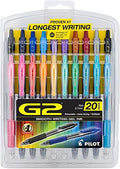 PILOT G2 Premium Gel Pens, Fine Point 0.7mm, Assorted Inks, 20-Pack