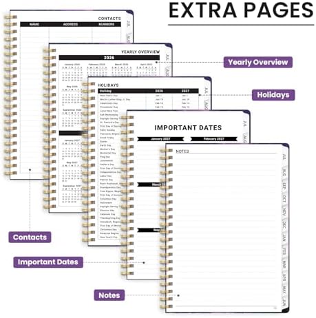 Large Planner 2026-2027, A4 (8.5" x 11") Hardcover Weekly & Monthly Planner July 2026 - June 2027 with Monthly Tabs, Academic Planner for School, Work and Office, Violet Lagoon