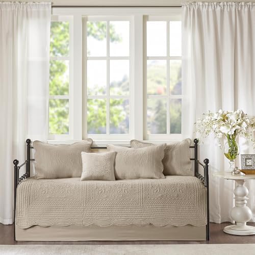 Madison Park Coastal Damask Quilted Daybed Cover Set, 6PC, 39"x75"