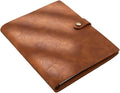 Refillable A5 Leather Binder Journal Soft Cover Notebook, Vintage Crinkled Leather Organizer with 6 Ring Binder, 148 Lined Loose Leaf Pages, Pen Holder, Pocket & Card Slots, for Work Study Daily, Brown