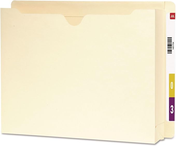 Smead End Tab Expanding File Jacket, Reinforced Straight-Cut Tab, 2" Expansion, Letter Size, Manila, Paper, 25 per Box (76910)