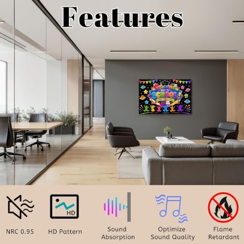 8 Pack Art Acoustic Panels Sound Absorbing Colorful Back to School Kids Books Graduation Decorative Soundproof Wall Panels Self Adhesive for Home Recording Studios 48"x32"
