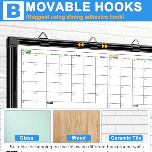 Large Dry Erase Calendar for Wall 72" x 40", 4 Month Calendar