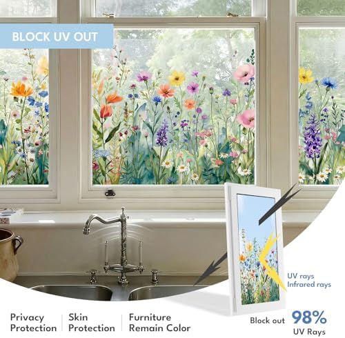 ADD.HERES Stained Glass Window Film, Window Film Decorative, 17.5 x 78.7 in