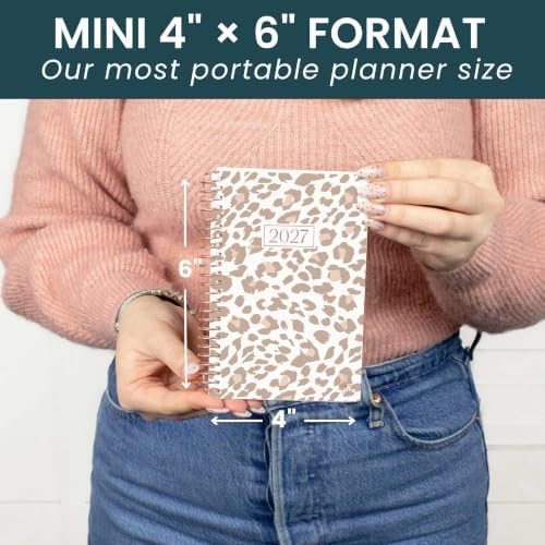 bloom daily planners 2027 Pocket Planner (January 2027 - December 2027) - 4” x 6” MINI Weekly Monthly Agenda Organizer & Calendar Year Book - Tan Leopard