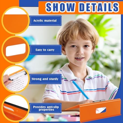 Pasimy 2 Pcs Slant Board Writing 13 x 13 Inch Heavy Duty Slanted Clipboard Sloped Acrylic Large Writing Board to Improve Handwriting Posture Reading Grasp for Back to School Office Supplies(Orange)