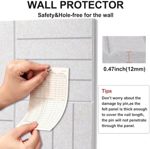 0.47" Thick Felt Wall Tiles 48"x36" Cork Board Alternative 12 Pack 11.81"x11.81"Felt Bulletin Board Pin Board with Removable Adhesive Tape&60 Pushpins for Home Office School(Bold-Light Camel)