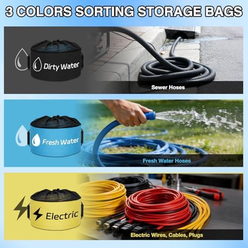 Nilight 3 Pack RV Hose Storage Bag Waterproof Utility Bag Drawstring Mesh