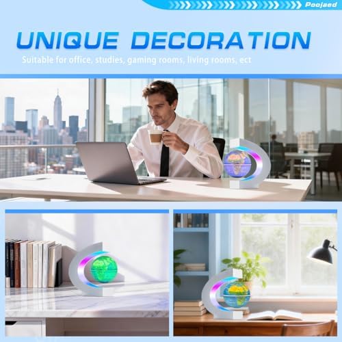 Magnetic Levitating Floating Globe with 7 Colored Lamp, Cool Tech Gadgets Gifts World Globe for Men Father, Birthday Gifts Office Home Desk Decor Display Frame