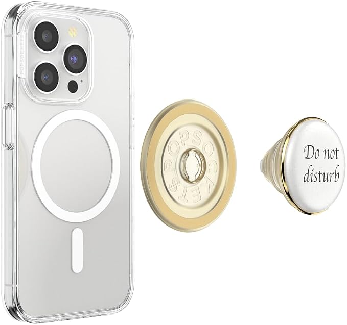 PopSockets Phone Grip for MagSafe, Magnetic Holder- Resin DND | Removable, For Kindle / Android / iPhone, With Magnet, White, Enamel, Designs