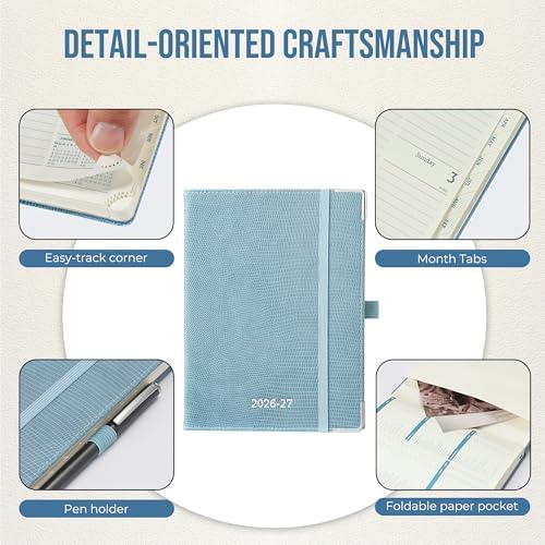 Planner 2026-2027 Weekly & Monthly Planner with Hourly Time Slots, 18 Month Academic Calendar July 2026 – Dec 2027, Vertical Layout, Monthly Tabs, Hardcover Business Agenda, Sky Blue