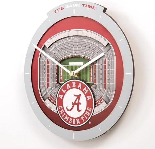 YouTheFan NCAA Alabama Crimson Tide StadiumView 3D Wall Clock