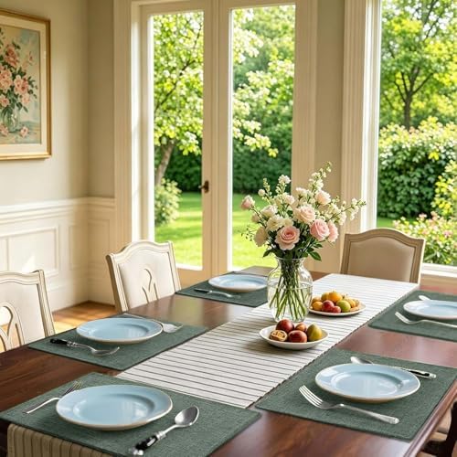 Homaxy Cloths Placemats for Dining Table Set of 6, 13" x 19", Green