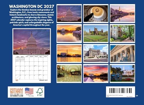 Washington DC Calendar 2027 Monthly Wall Calender 12 Month