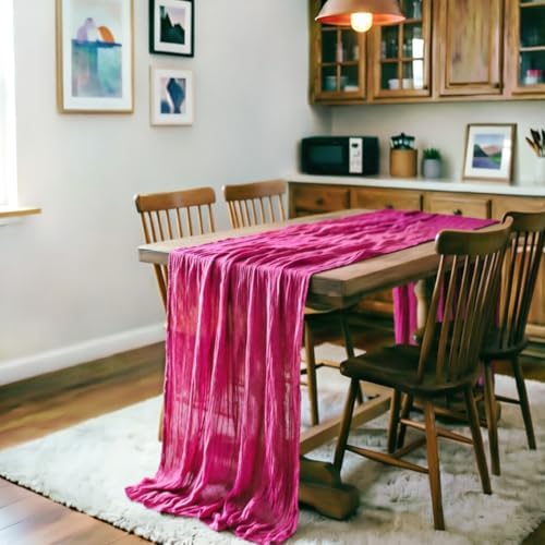 Fuschia Cheesecloth Table Runner Fall Boho Wedding Birthday Home Decor